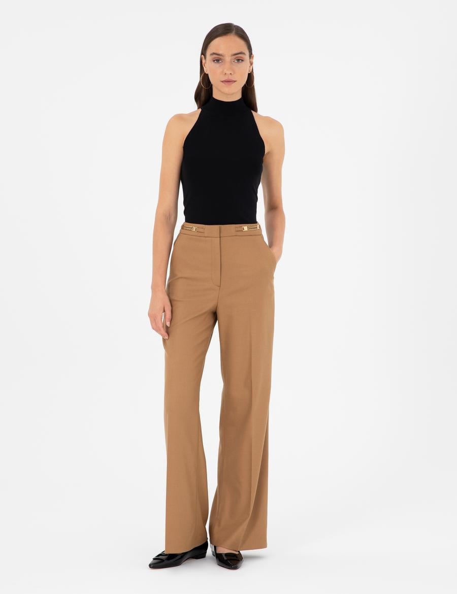 Camel Palazzo Kumaş Pantolon