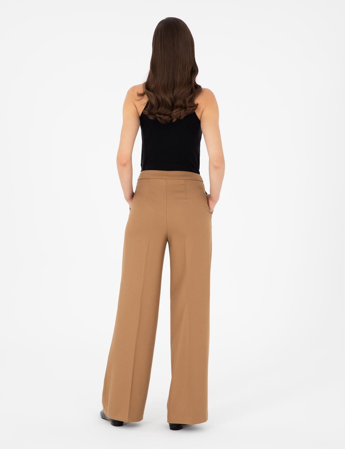 Camel Palazzo Kumaş Pantolon - 50290369033