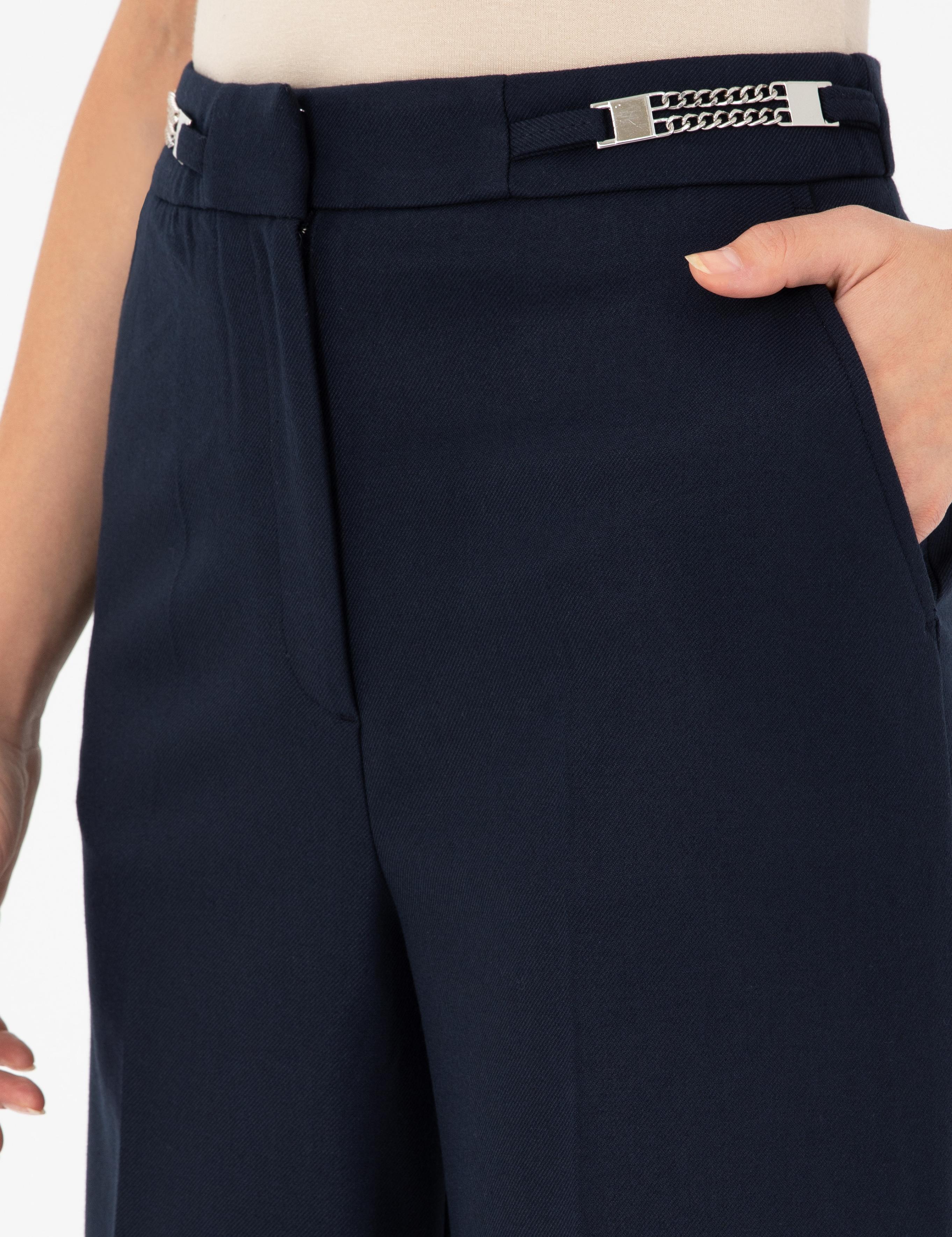 Lacivert Palazzo Kumaş Pantolon