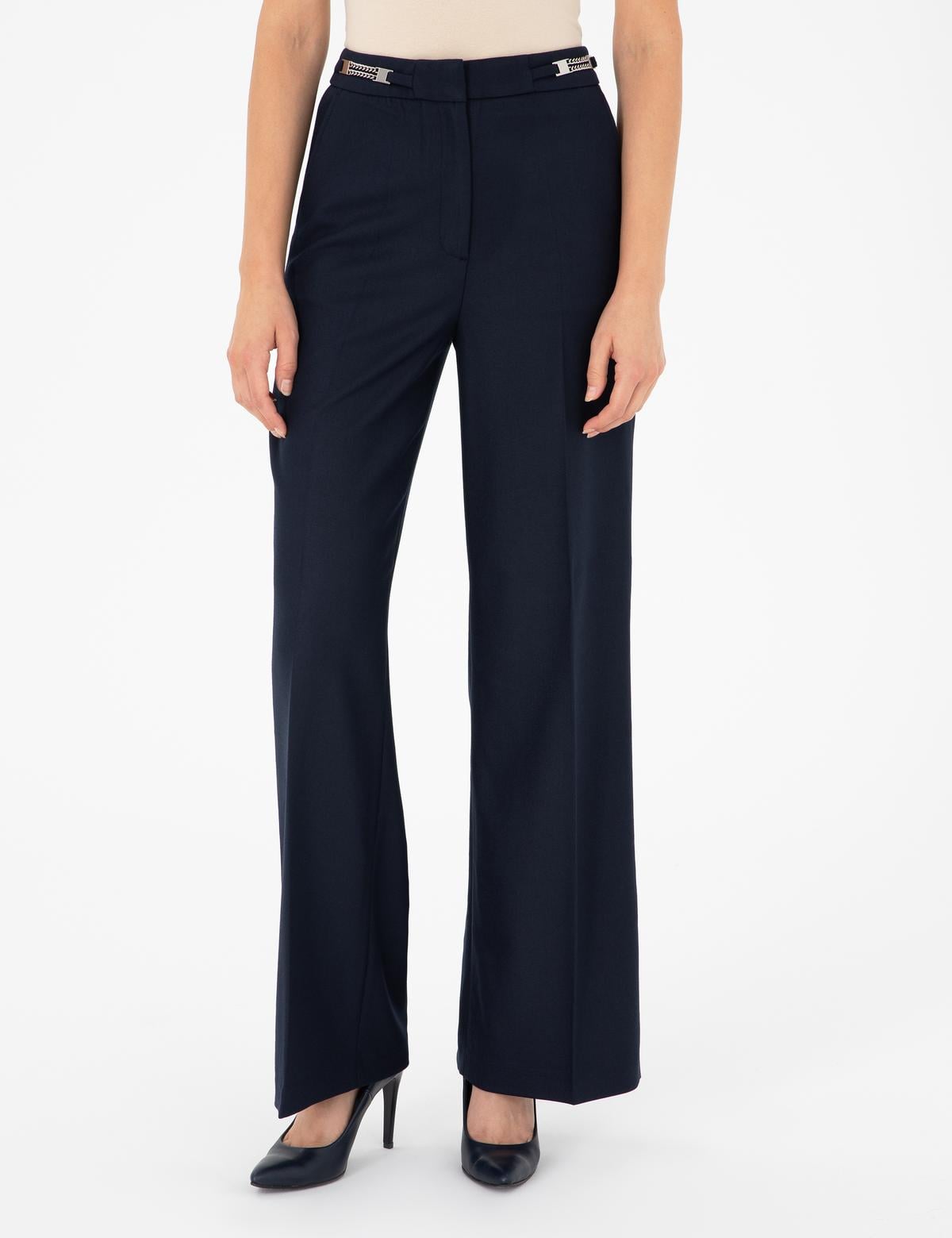 Lacivert Palazzo Kumaş Pantolon - 50290369006