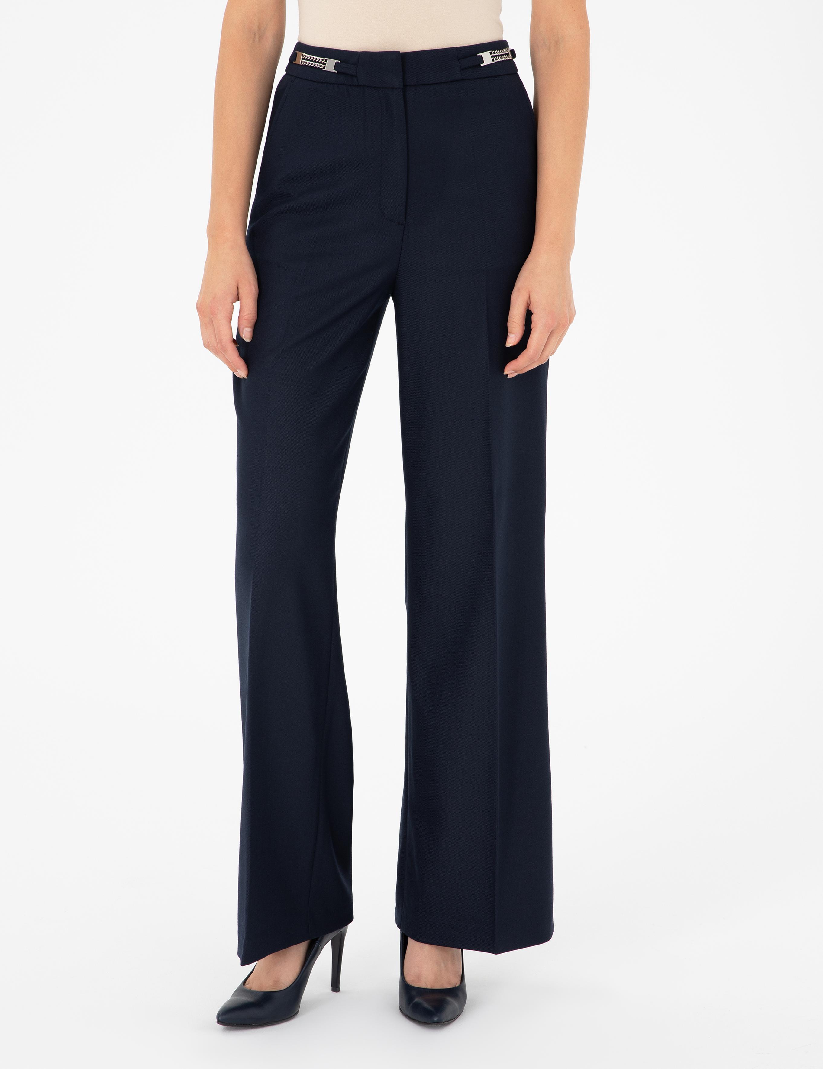 Lacivert Palazzo Kumaş Pantolon