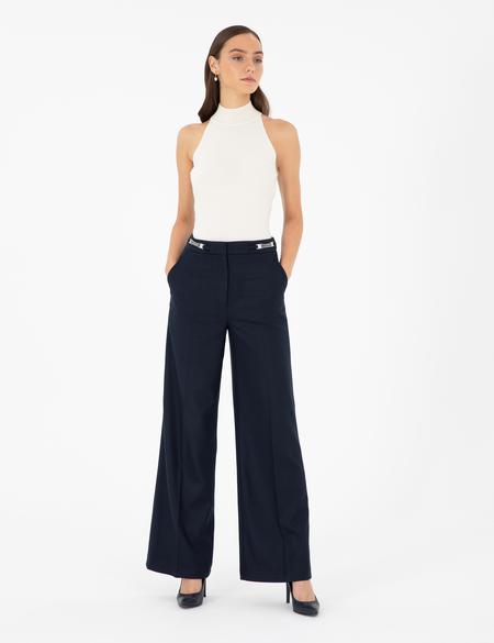 Lacivert Palazzo Kumaş Pantolon - 50290369006