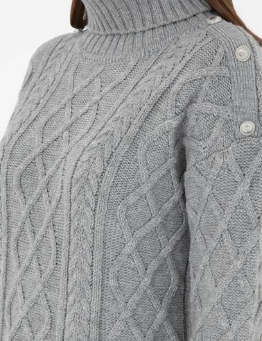 Gri Melanj Regular Fit Balıkçı Yaka Kazak