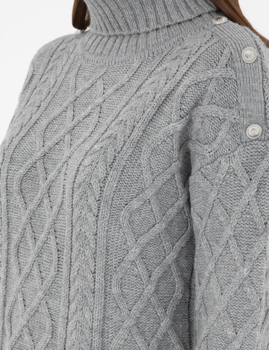 Gri Melanj Regular Fit Balıkçı Yaka Kazak