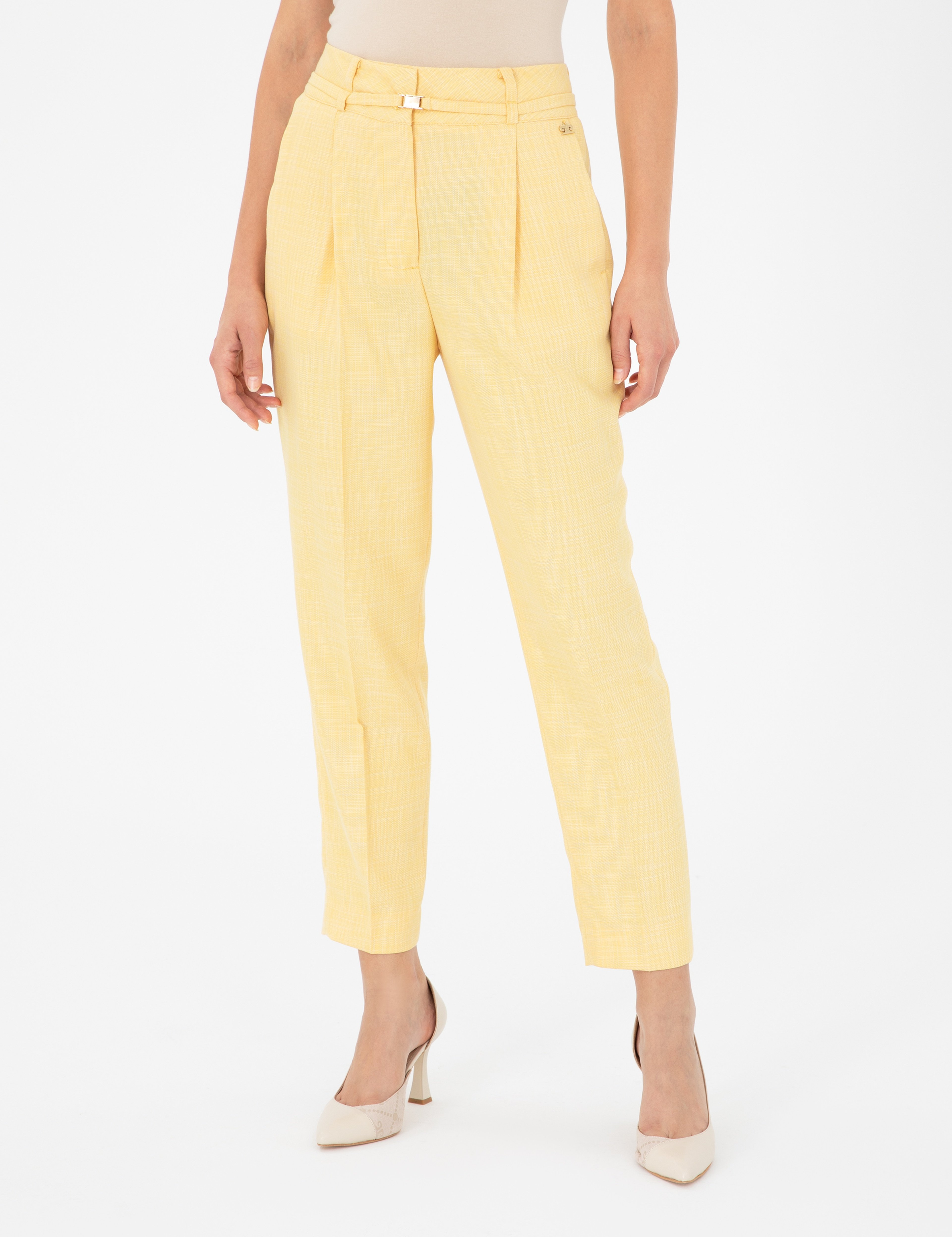 Sarı Carrot Fit Kumaş Pantolon - Image 2