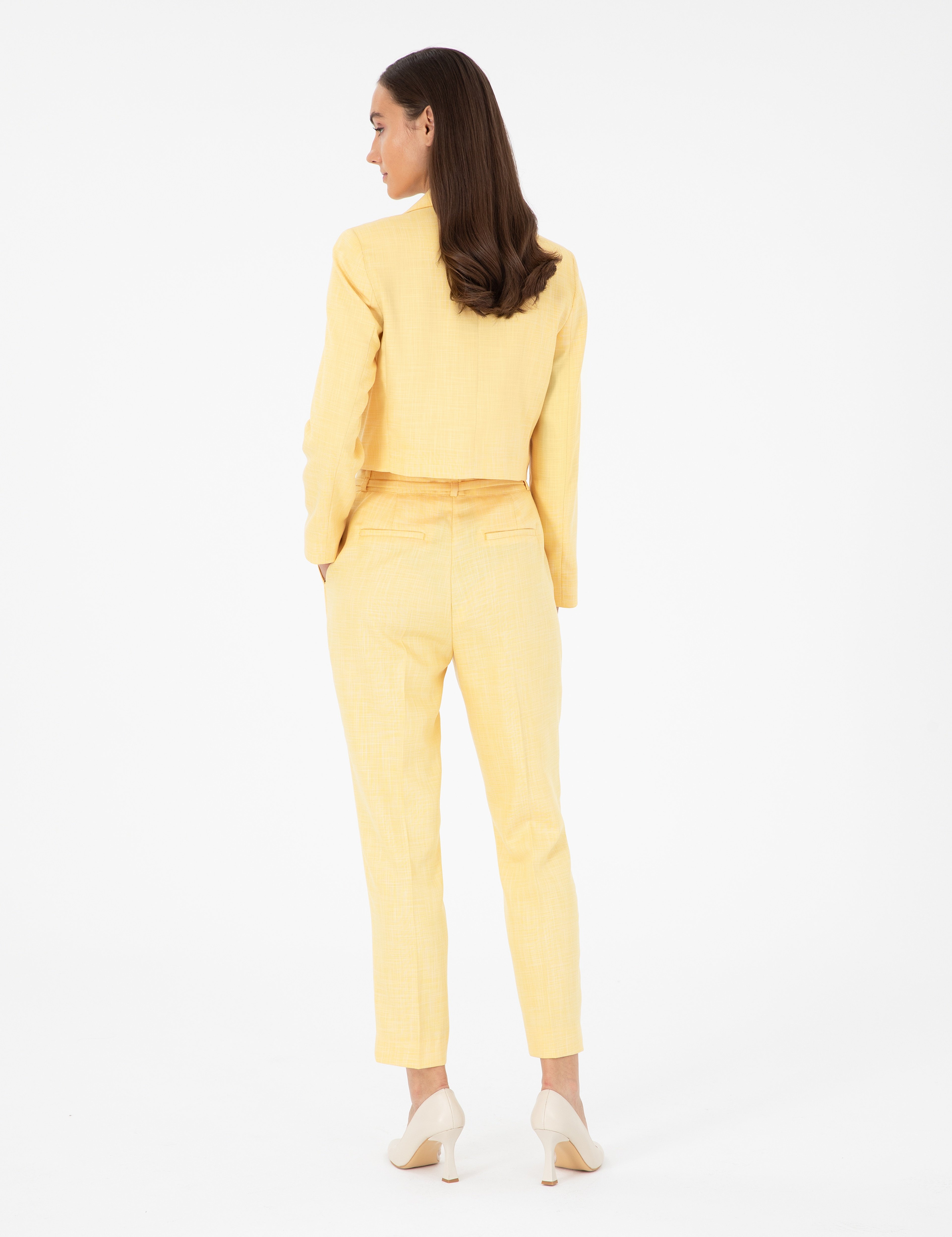 Sarı Carrot Fit Kumaş Pantolon - Image 4