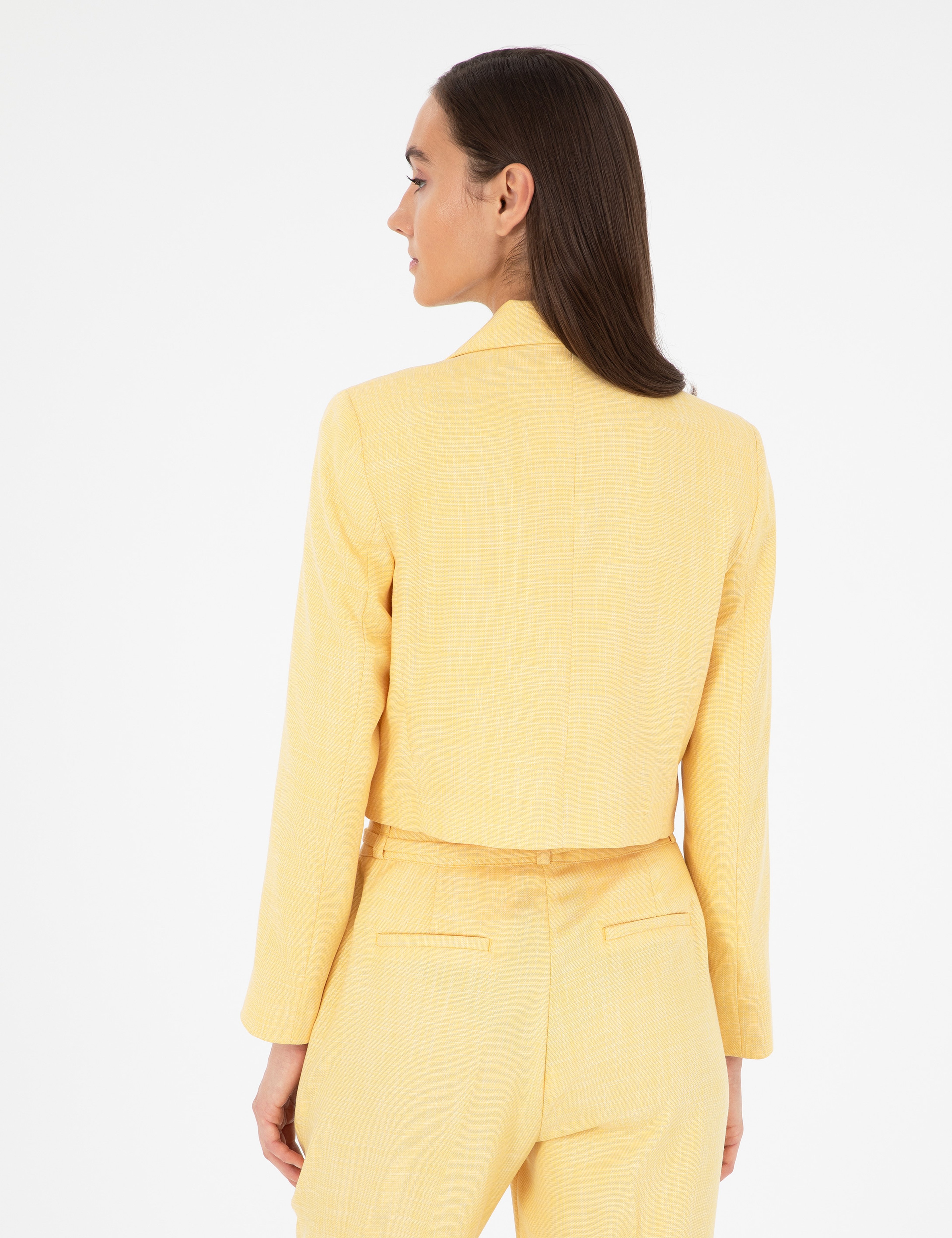 Sarı Crop Top Ceket - Image 5