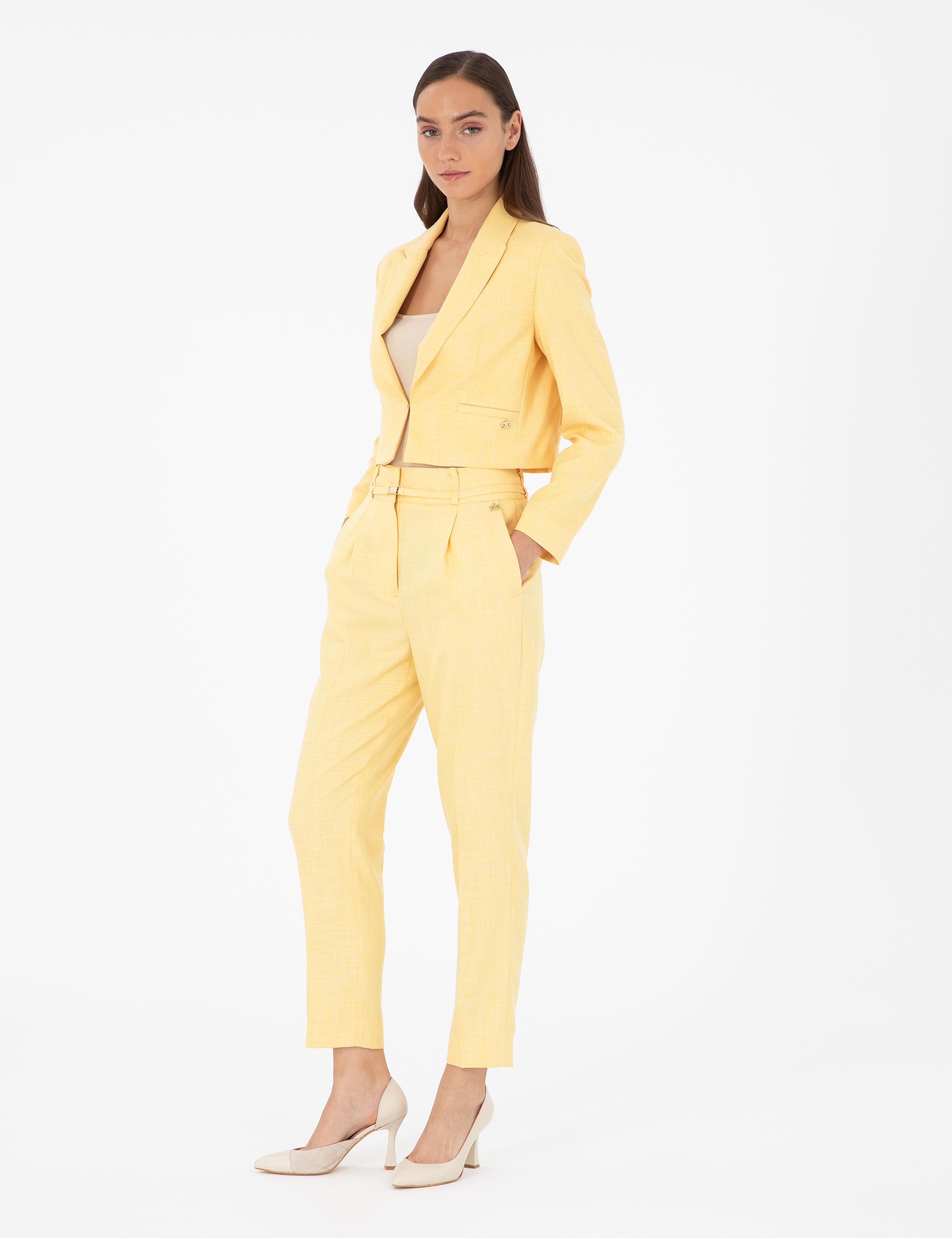 Sarı Crop Top Ceket