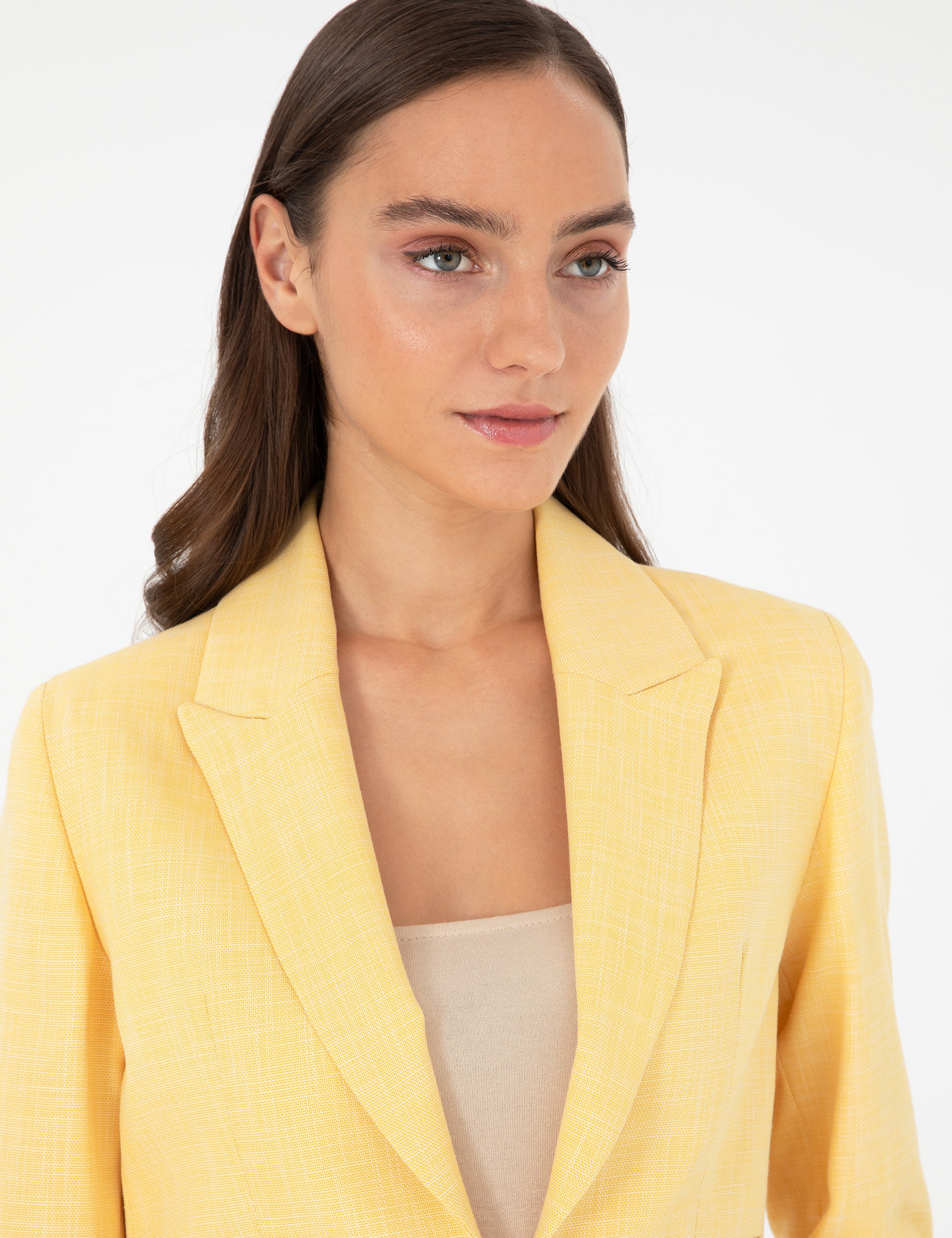 Sarı Crop Top Ceket - Image 2
