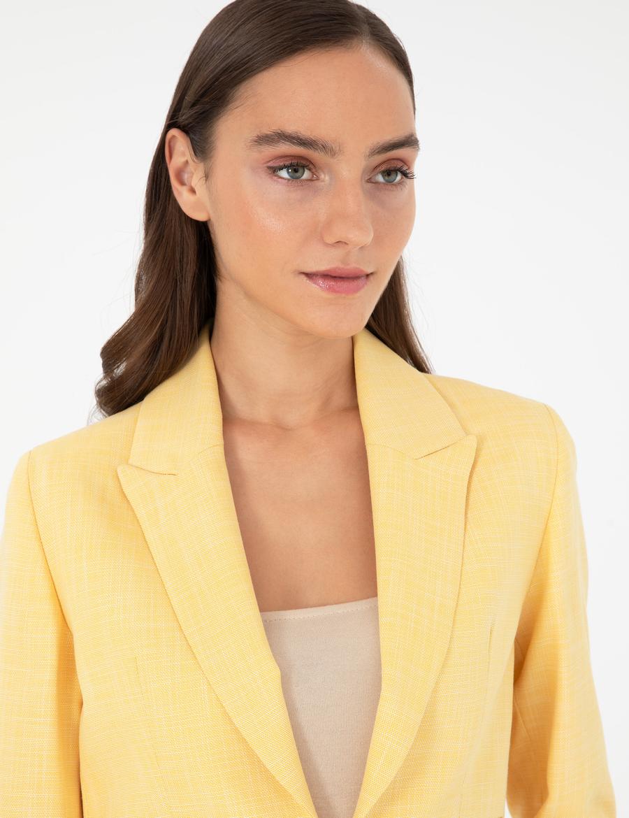 Sarı Crop Top Ceket