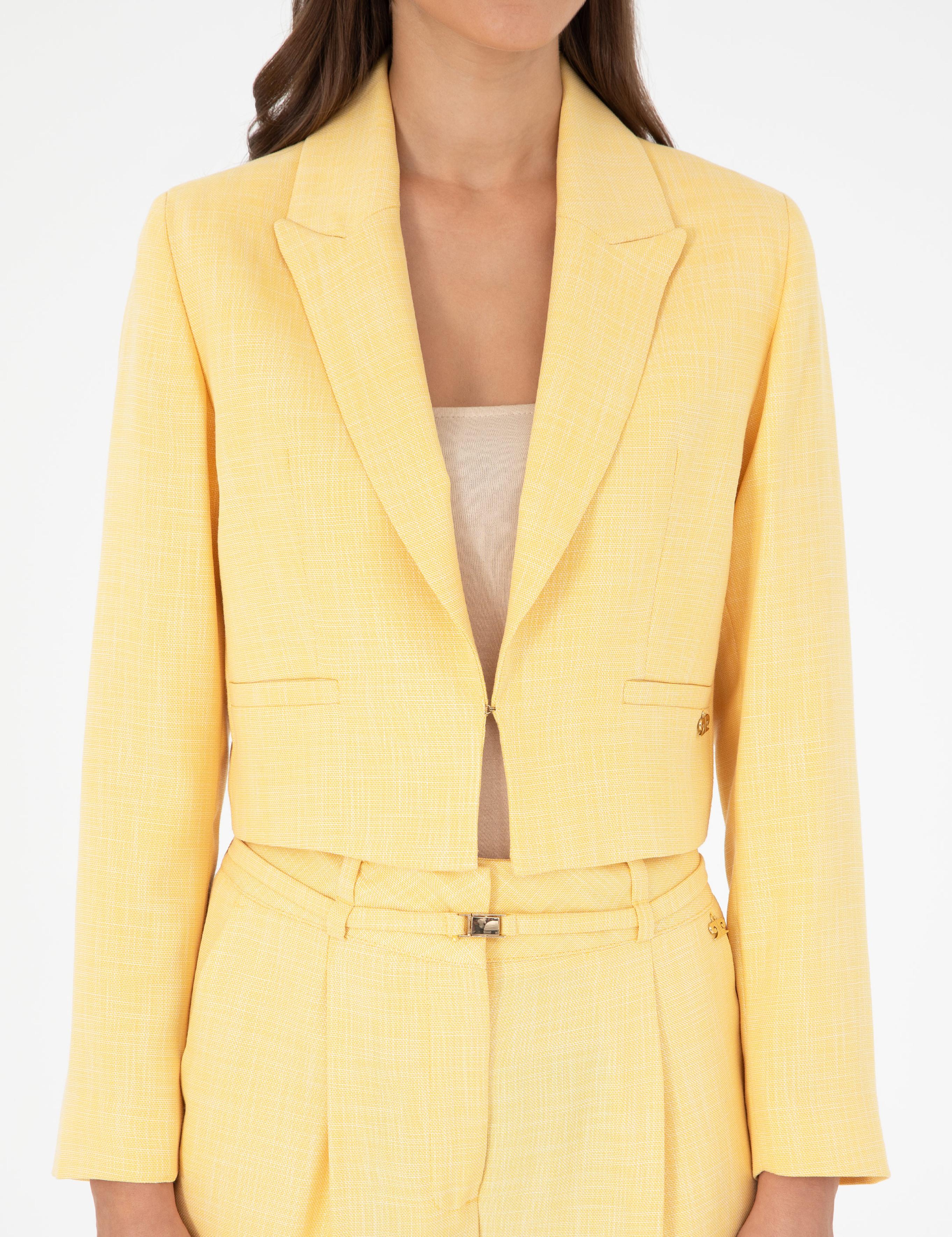 Sarı Crop Top Ceket