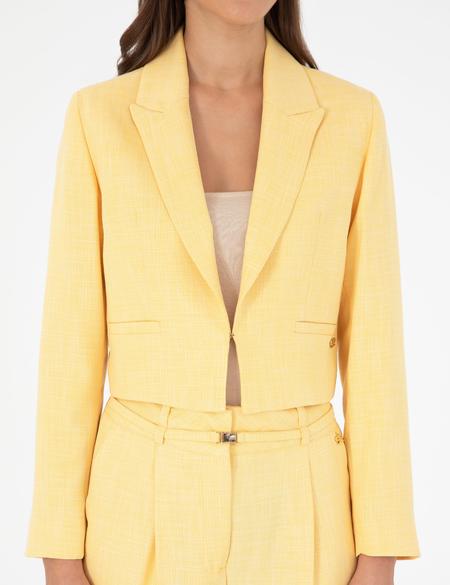 Sarı Crop Top Ceket - 50282072013