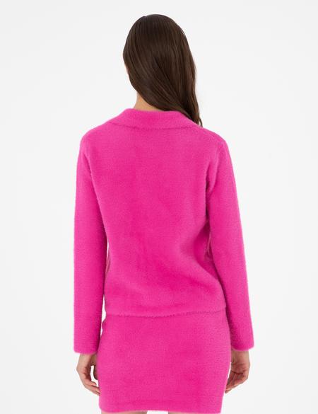 Fuşya Regular Fit Triko Hırka - 50290604004