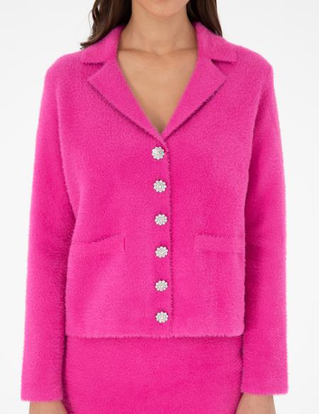 Fuşya Regular Fit Triko Hırka - 50290604004