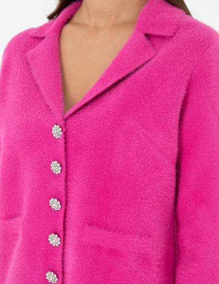 Fuşya Regular Fit Triko Hırka - 50290604004