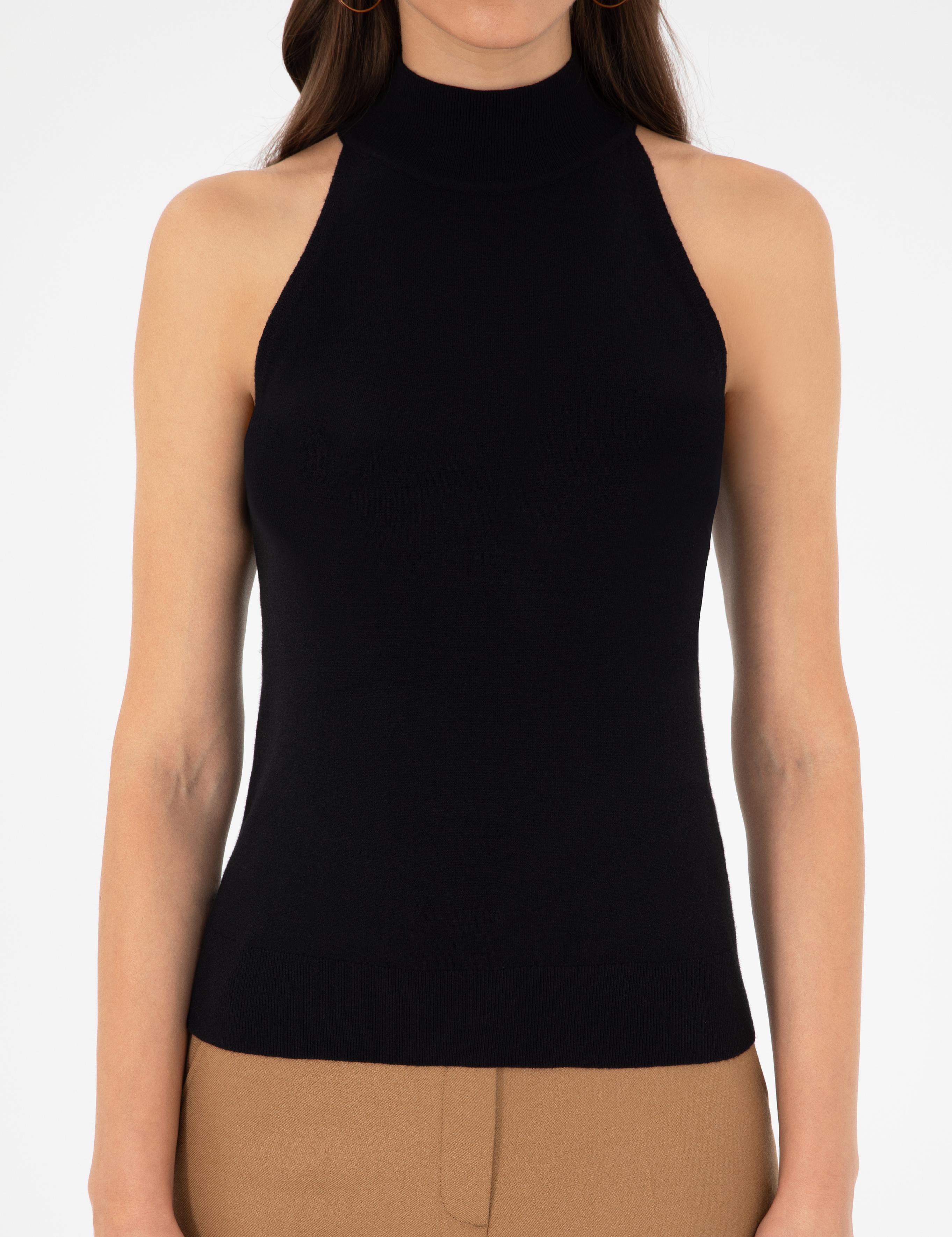 Siyah Slim Fit Triko Bluz