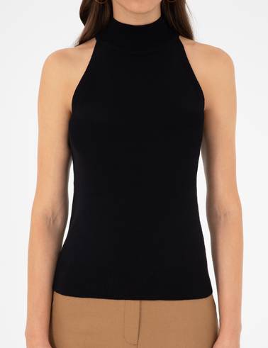 Siyah Slim Fit Triko Bluz