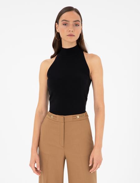 Siyah Slim Fit Triko Bluz - 50296460012