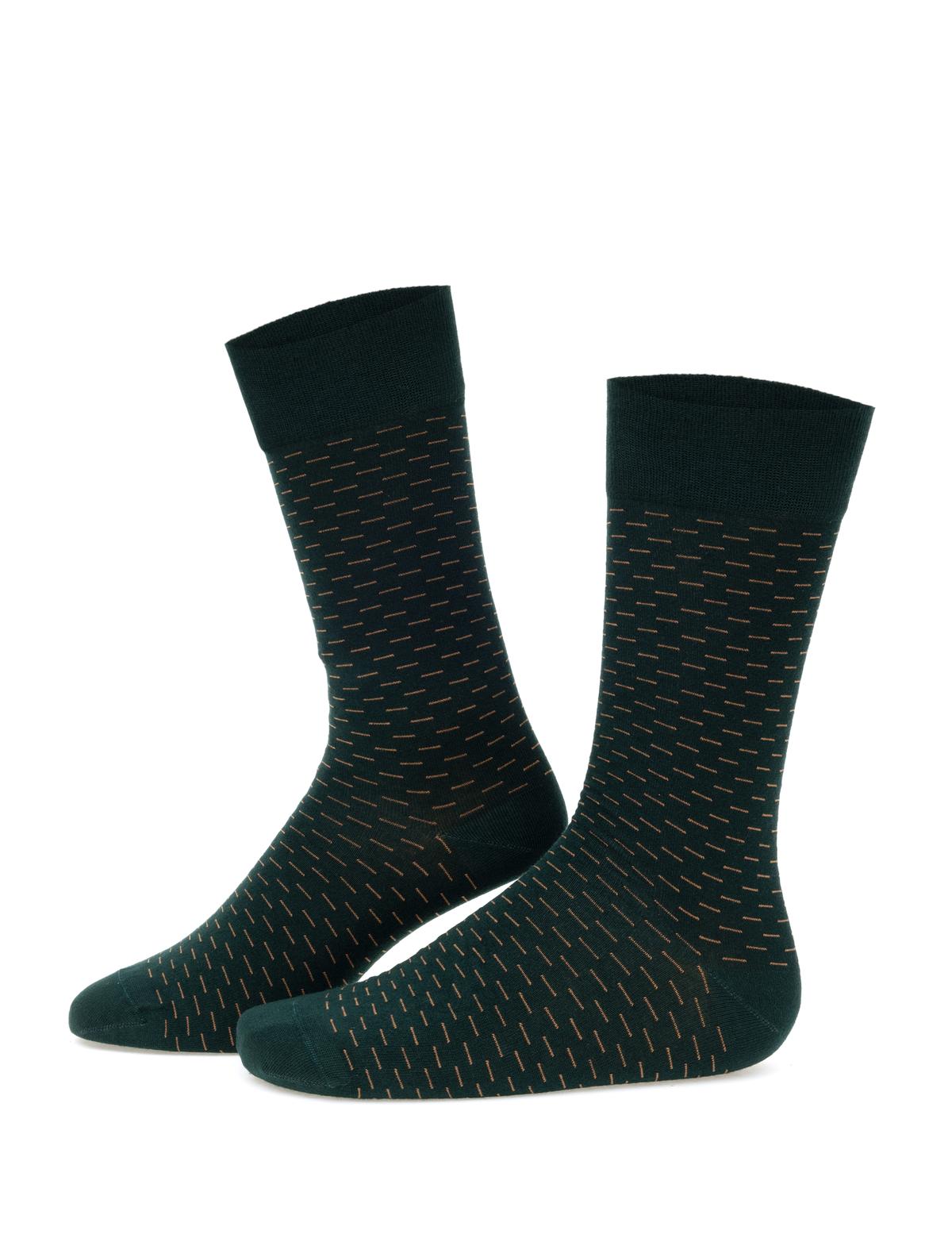 Erkek Bambu Karışımlı Yeşil Soket Desenli Çorap