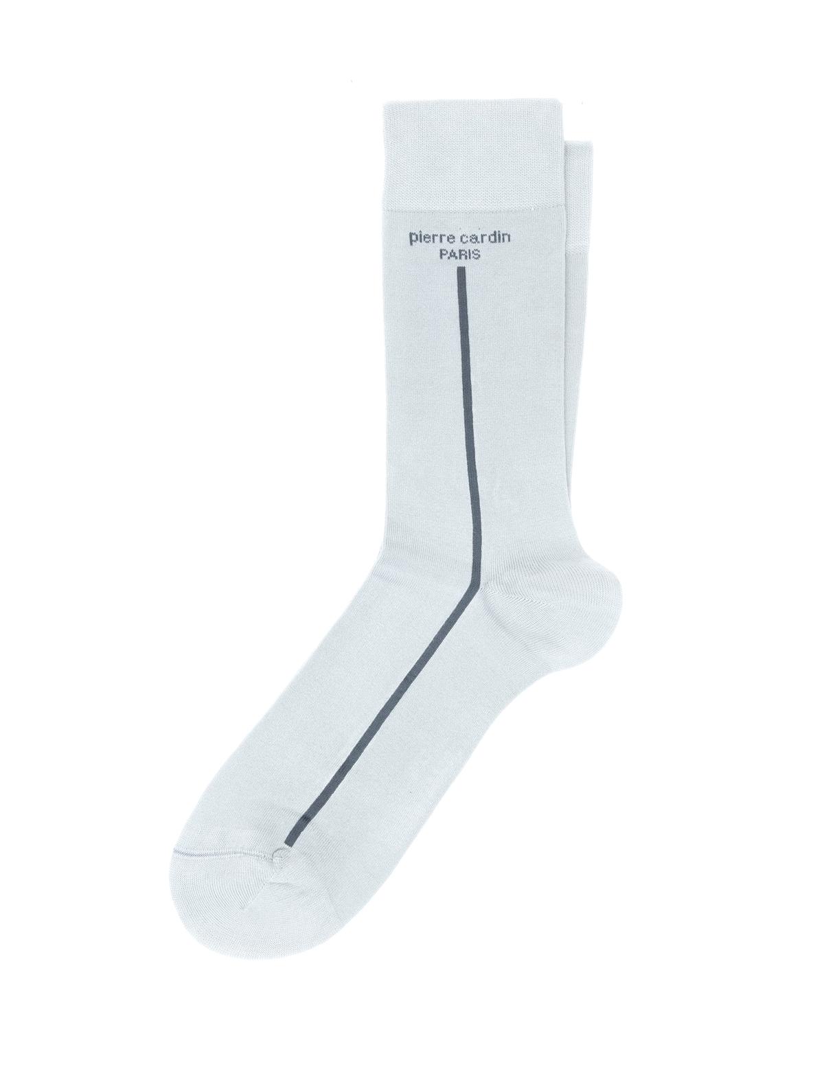 Erkek Bambu Karışımlı Gri Soket Desenli Çorap - 50299923001