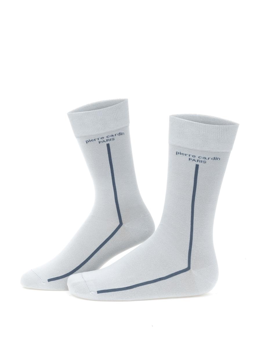 Erkek Bambu Karışımlı Gri Soket Desenli Çorap