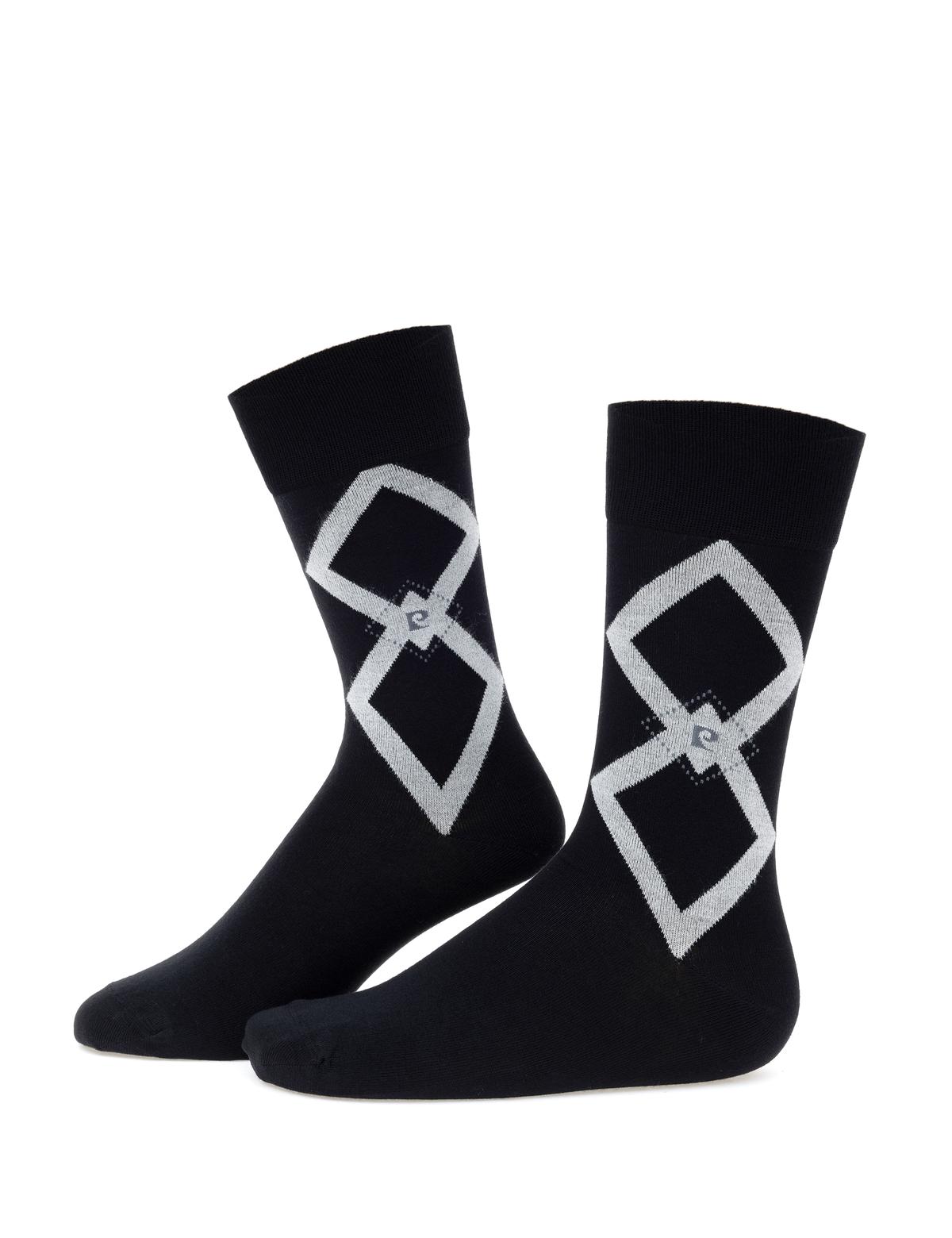 Erkek Bambu Karışımlı Siyah Soket Desenli Çorap