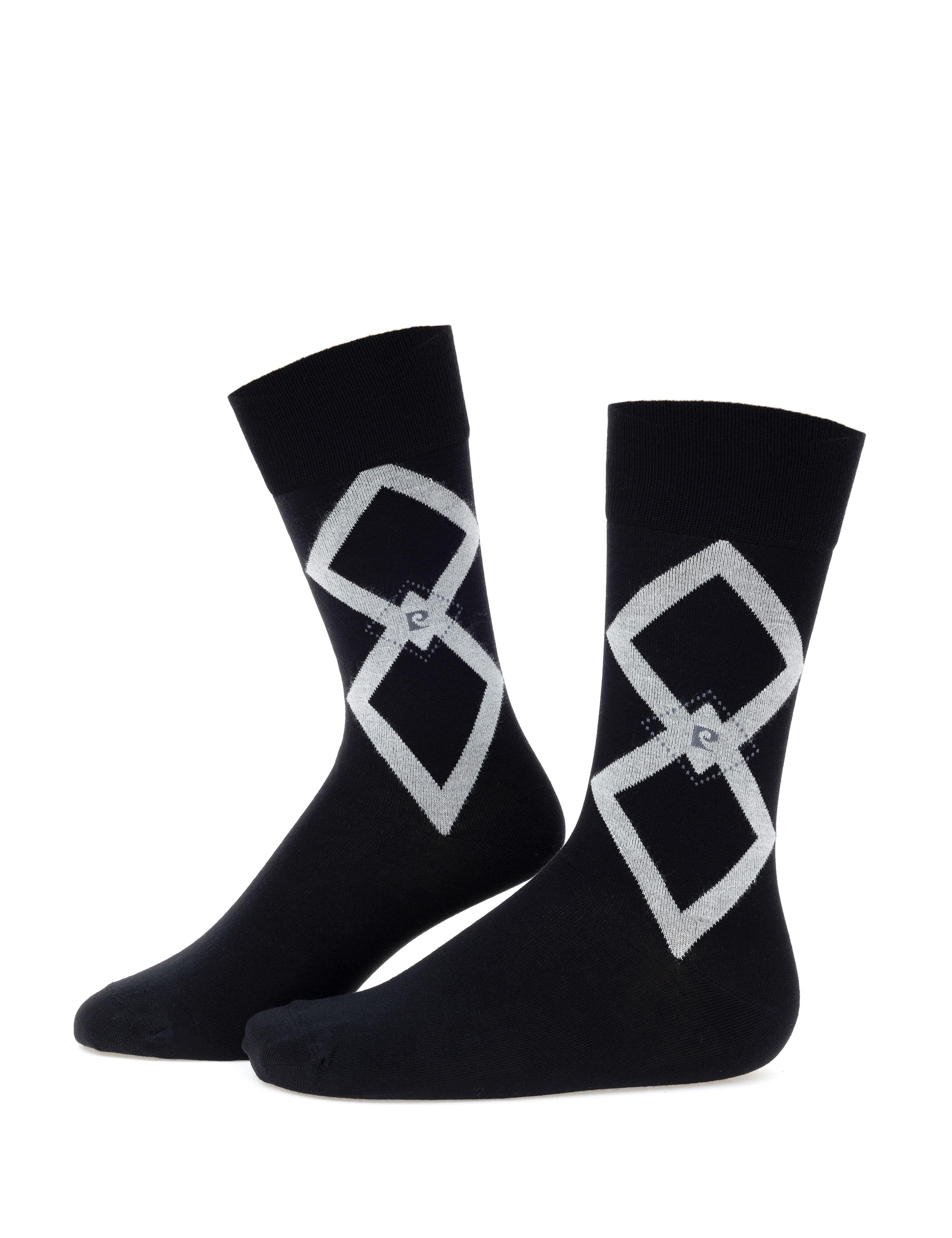 Erkek Bambu Karışımlı Siyah Soket Desenli Çorap