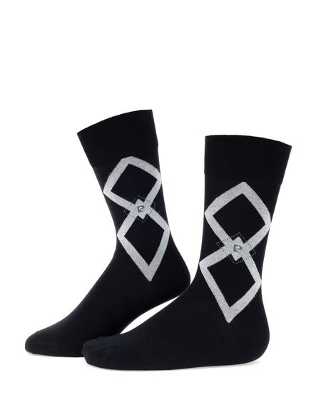 Erkek Bambu Karışımlı Siyah Soket Desenli Çorap - 50299922001