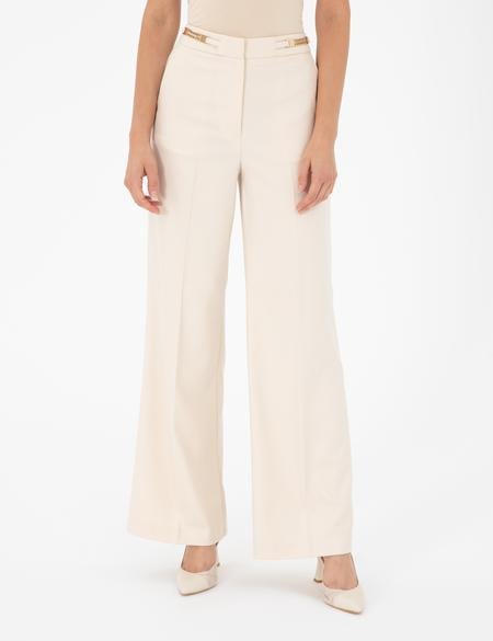 Ekru Palazzo Kumaş Pantolon - 50290369024