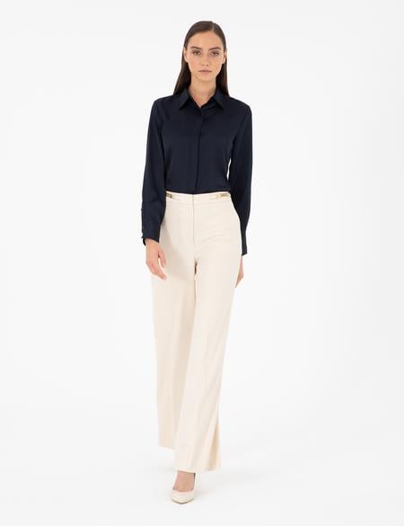 Ekru Palazzo Kumaş Pantolon - 50290369024