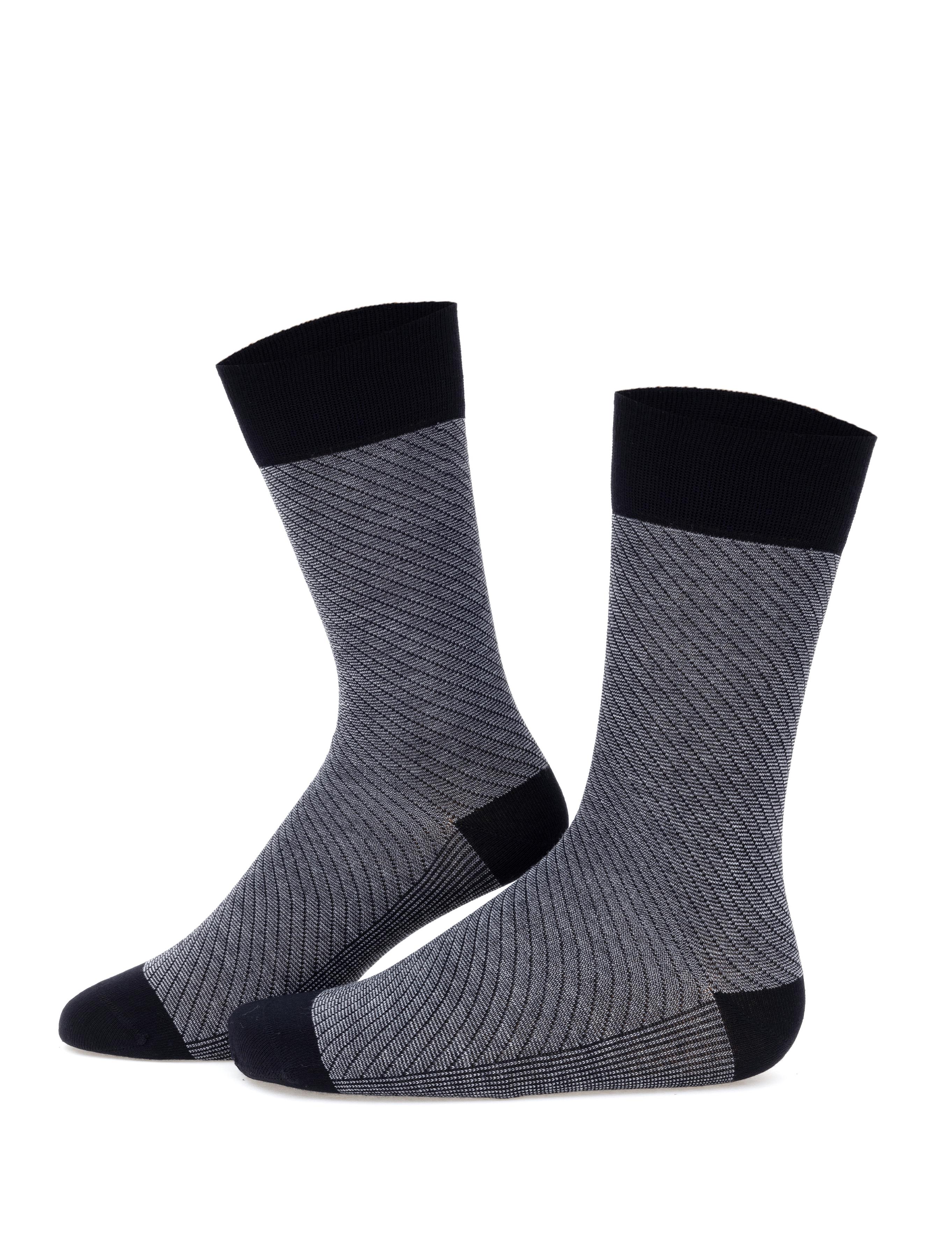 Erkek Bambu Karışımlı Siyah Soket Desenli Çorap