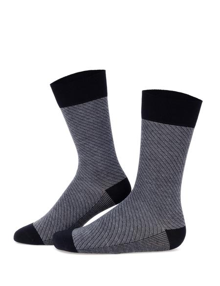 Erkek Bambu Karışımlı Siyah Soket Desenli Çorap - 50299900001