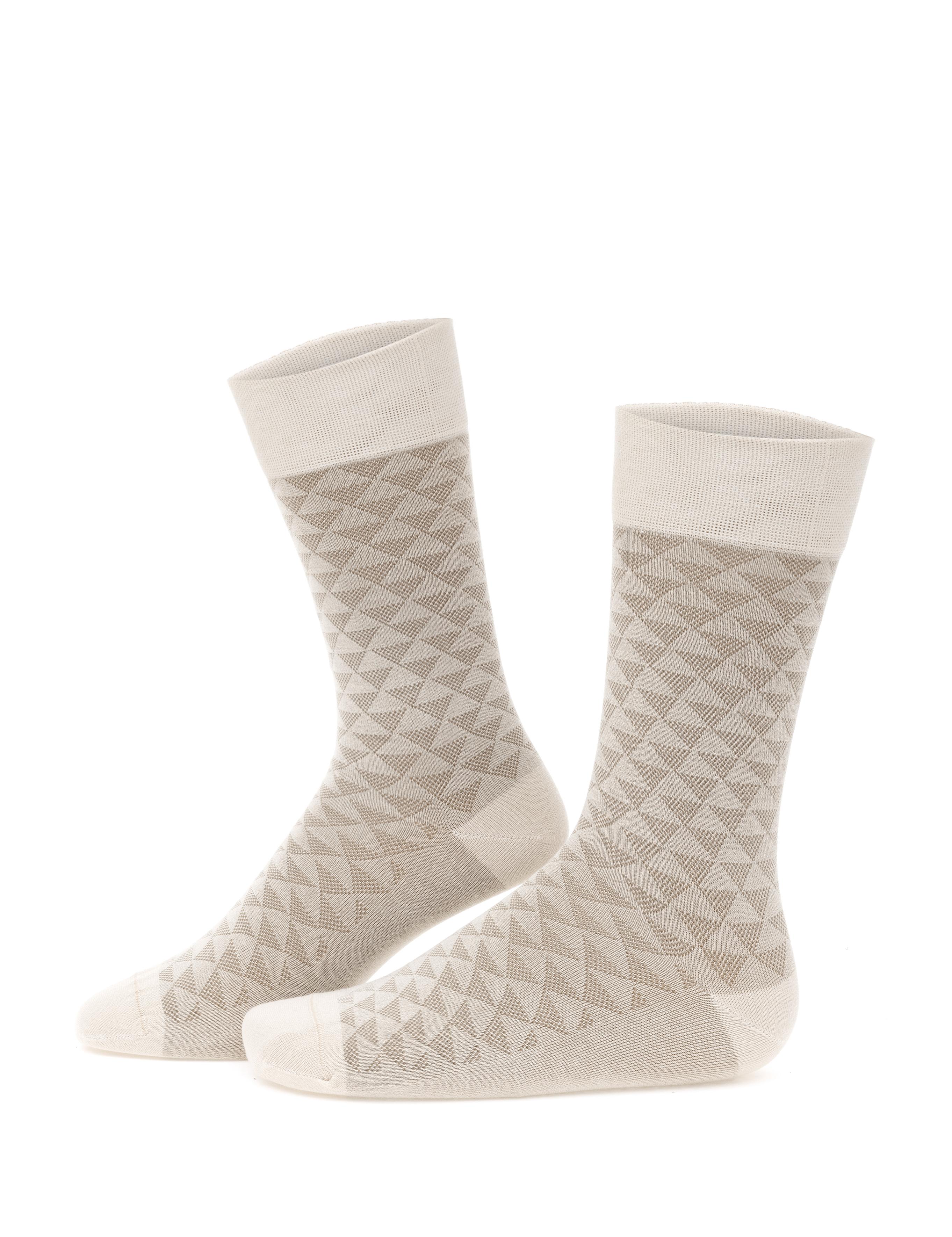 Erkek Bambu Karışımlı Bej Soket Desenli Çorap