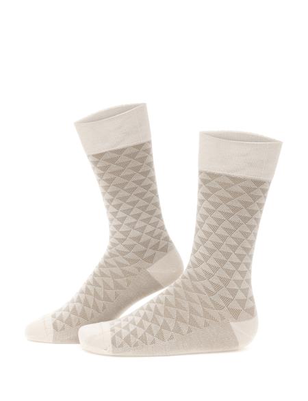 Erkek Bambu Karışımlı Bej Soket Desenli Çorap - 50299962004