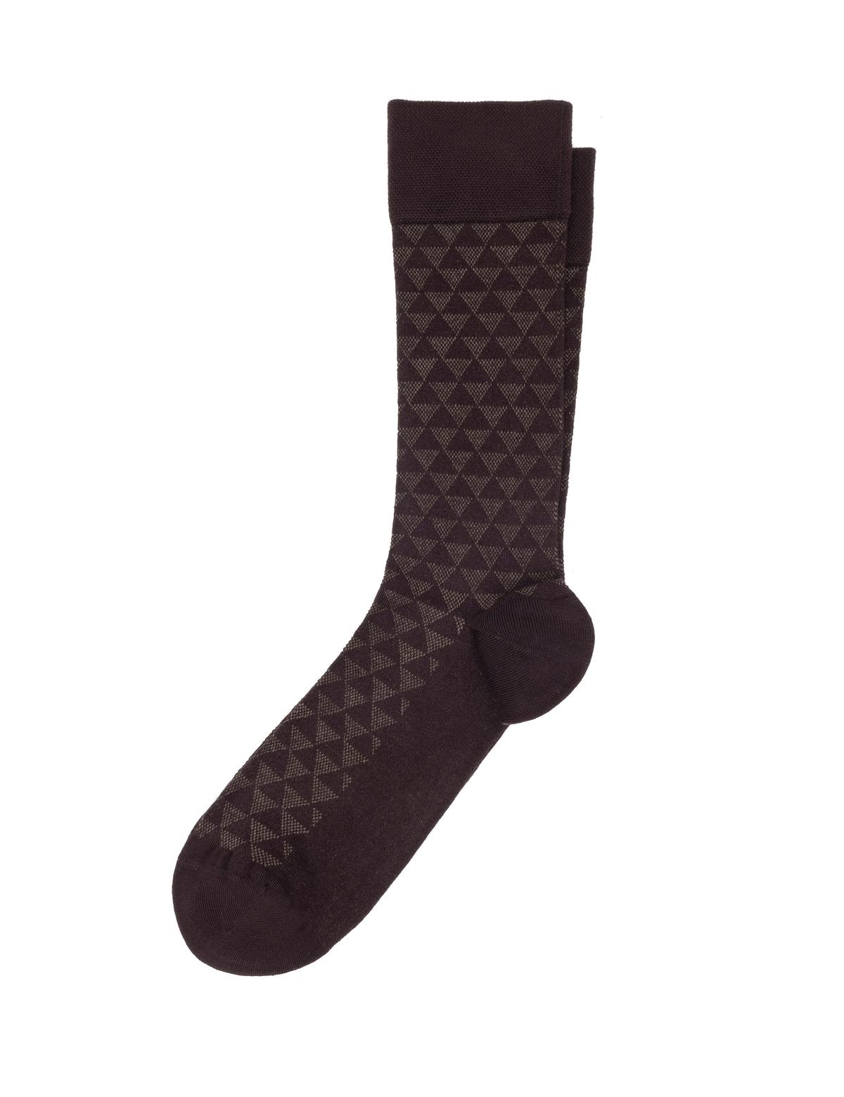 Erkek Bambu Karışımlı Kahverengi Soket Desenli Çorap - 50299962003