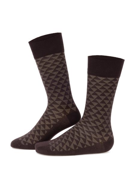 Erkek Bambu Karışımlı Kahverengi Soket Desenli Çorap - 50299962003