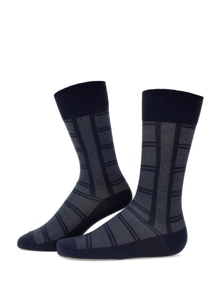 Erkek Bambu Karışımlı Lacivert Soket Desenli Çorap - 50299925002