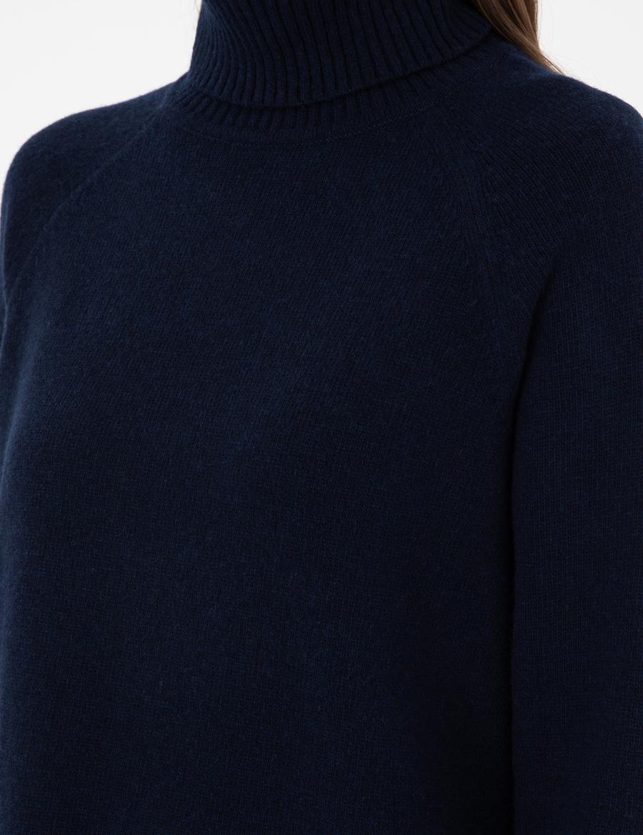 Lacivert Regular Fit Balıkçı Yaka Yün Kazak