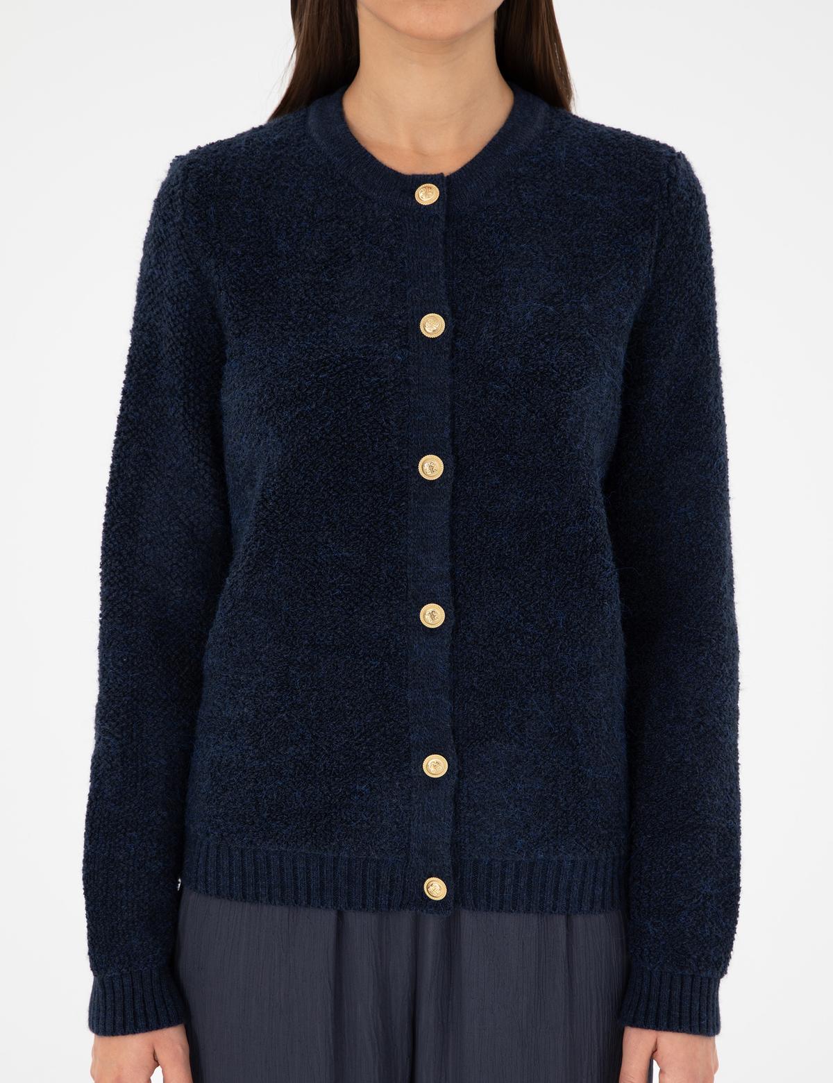 Lacivert Slim Fit Triko Hırka - 50290546005