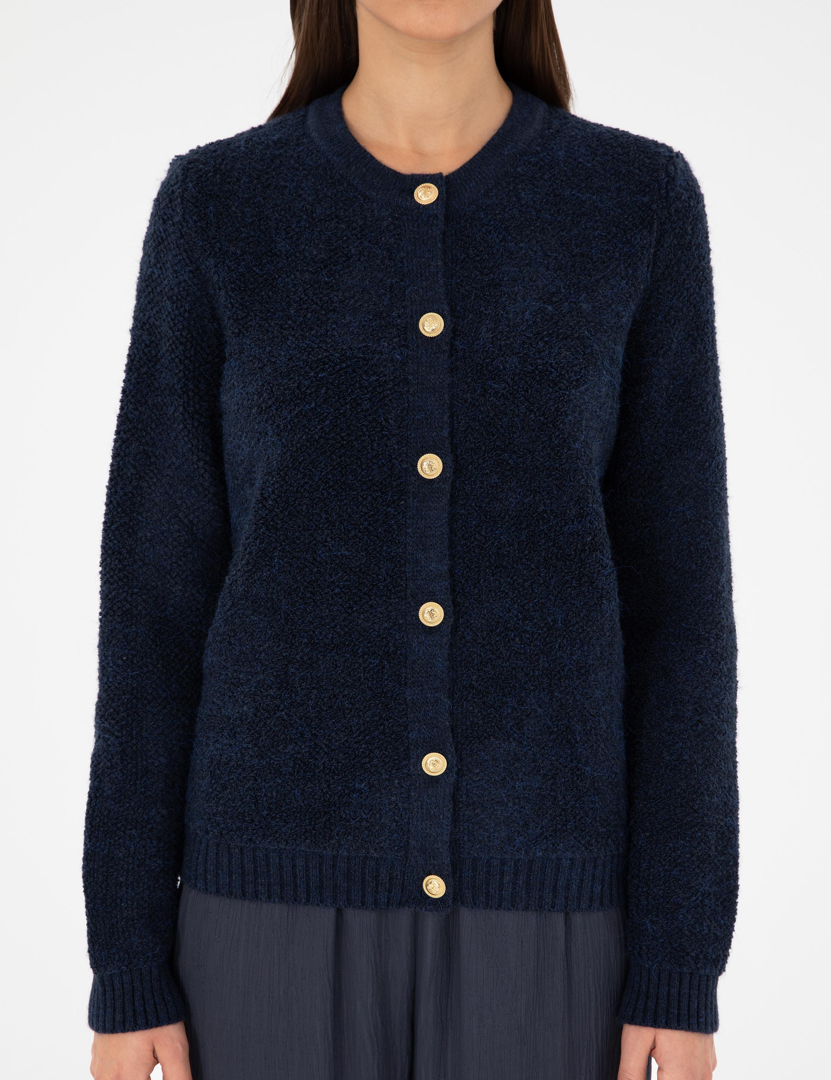 Lacivert Slim Fit Triko Hırka