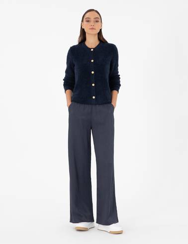 Lacivert Slim Fit Triko Hırka