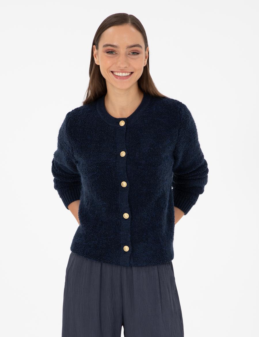 Lacivert Slim Fit Triko Hırka