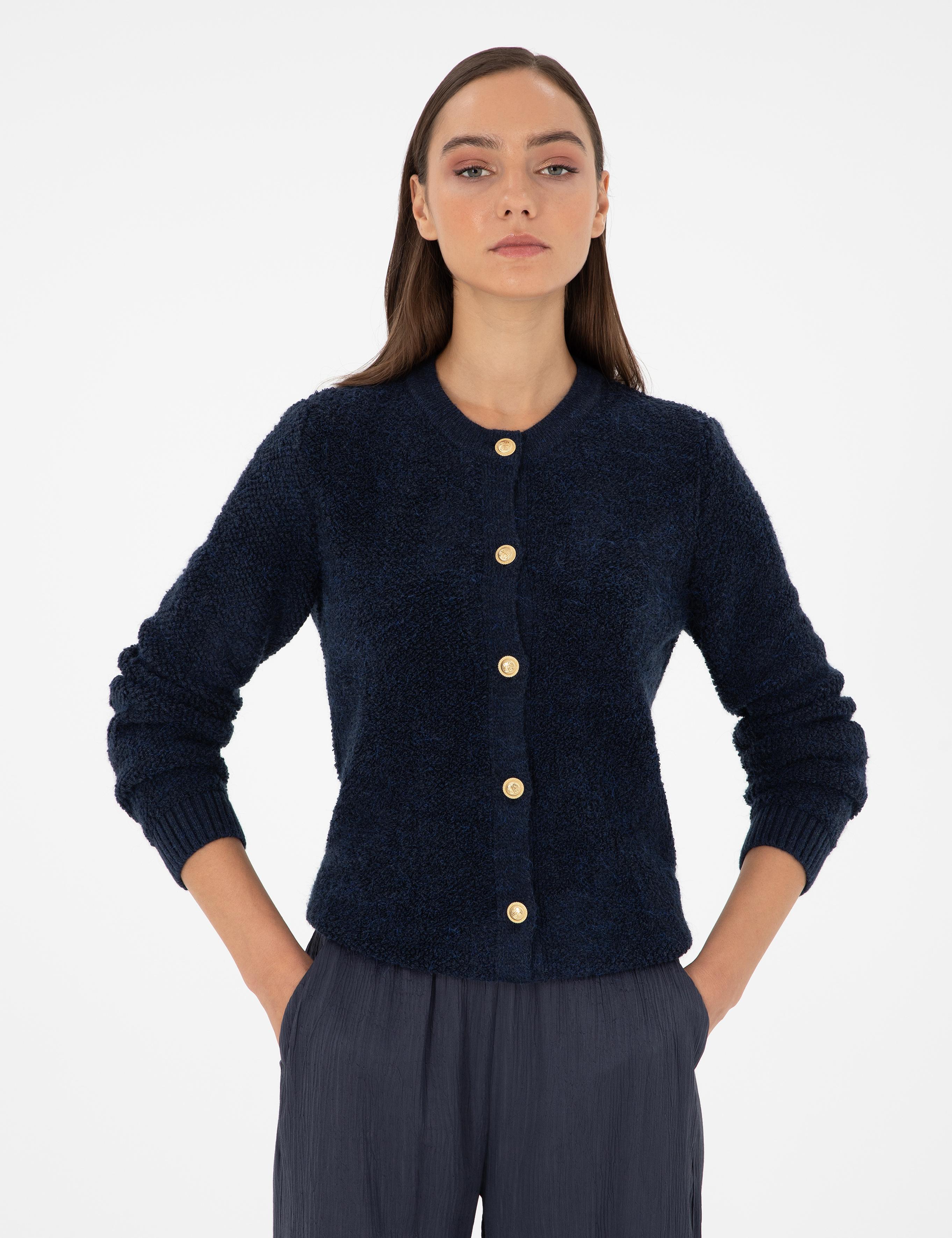 Lacivert Slim Fit Triko Hırka