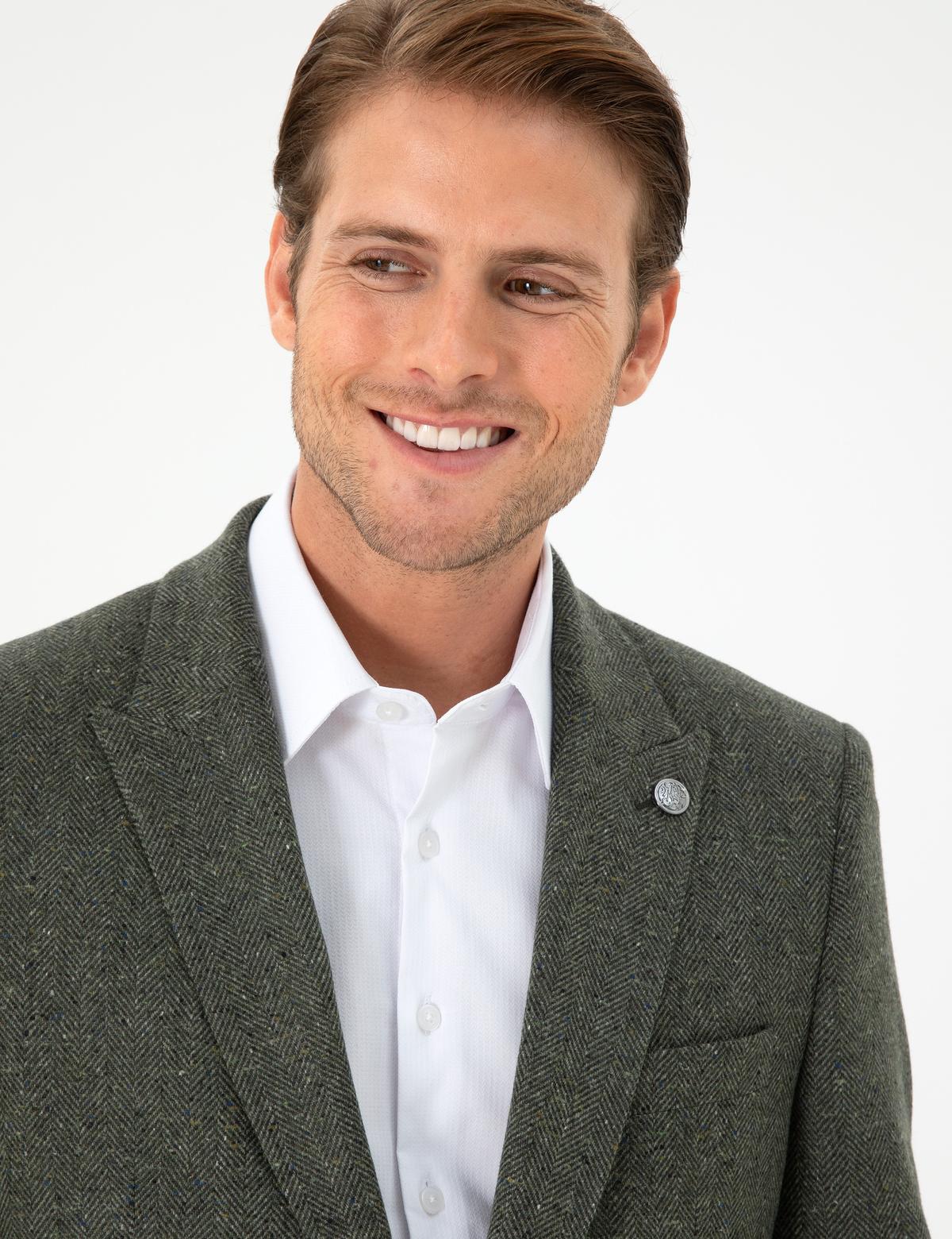 Haki Slim Fit Yün Kaşmir Ceket - 50294238020