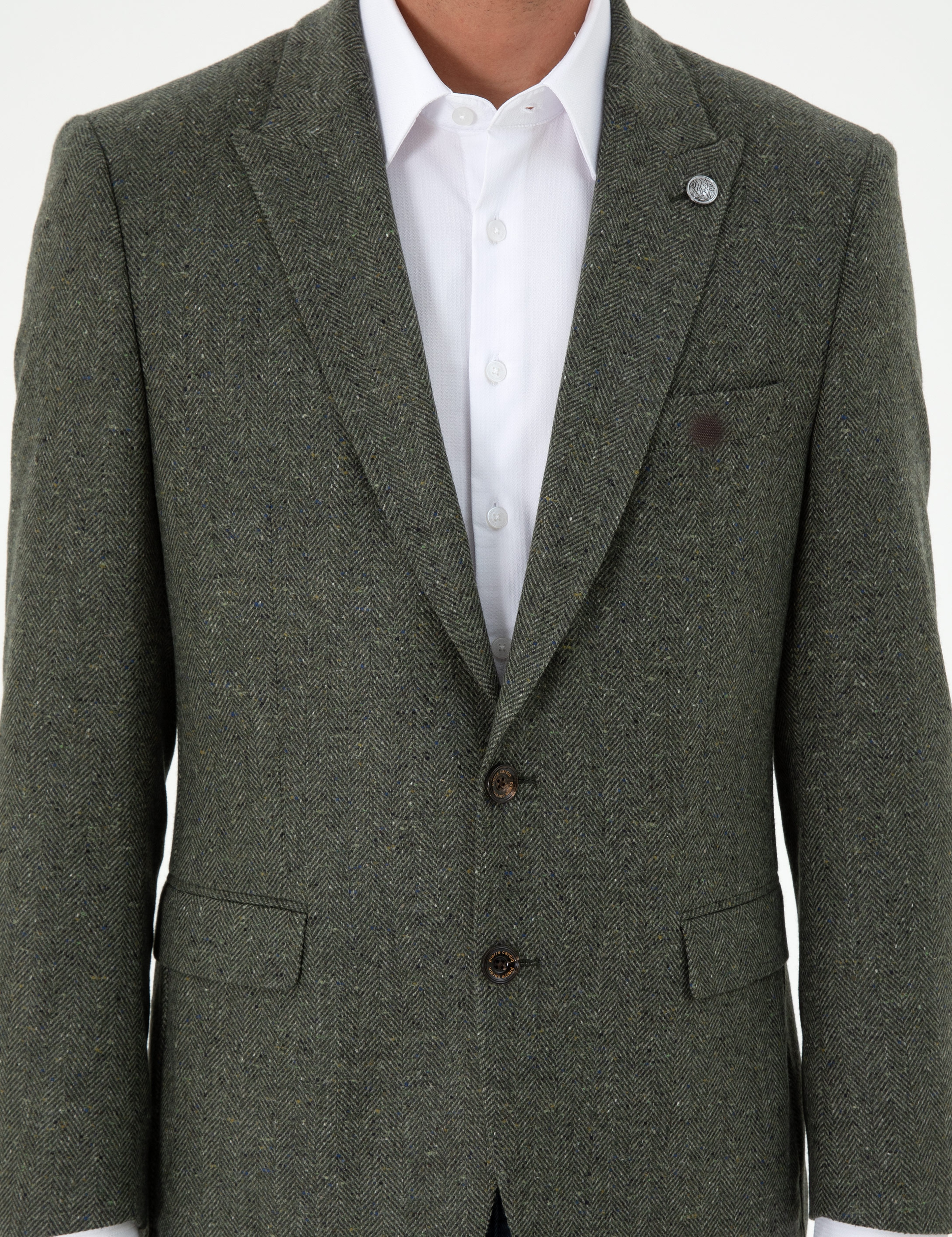 Haki Slim Fit Yün Kaşmir Ceket - Image 7