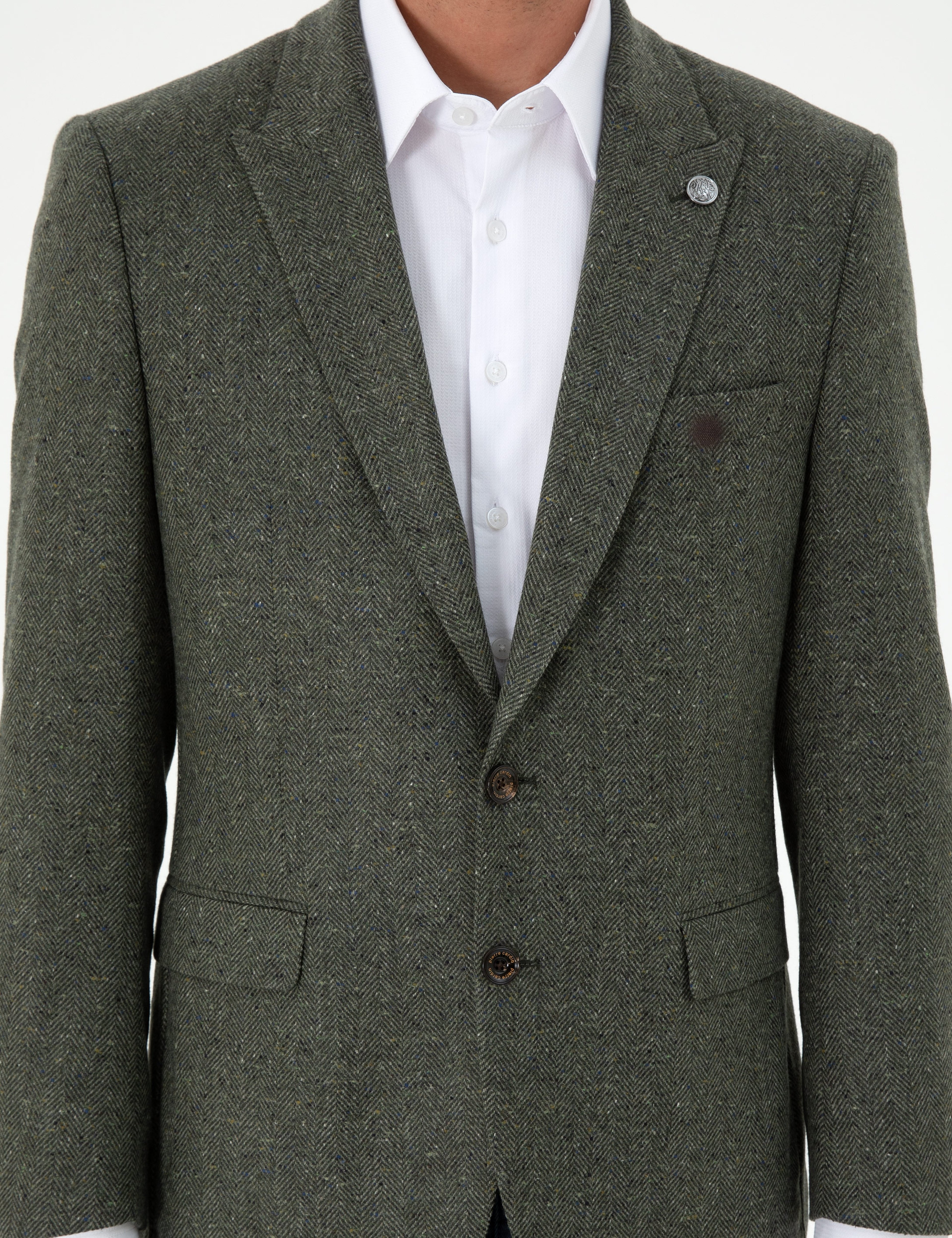 Haki Slim Fit Yün Kaşmir Ceket