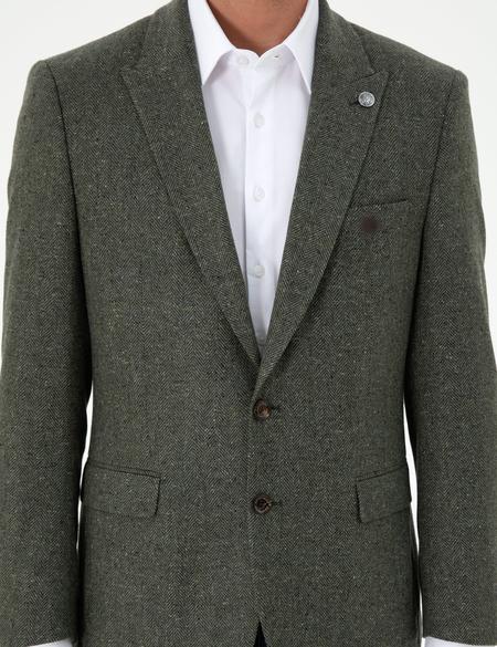 Haki Slim Fit Yün Kaşmir Ceket - 50294238020