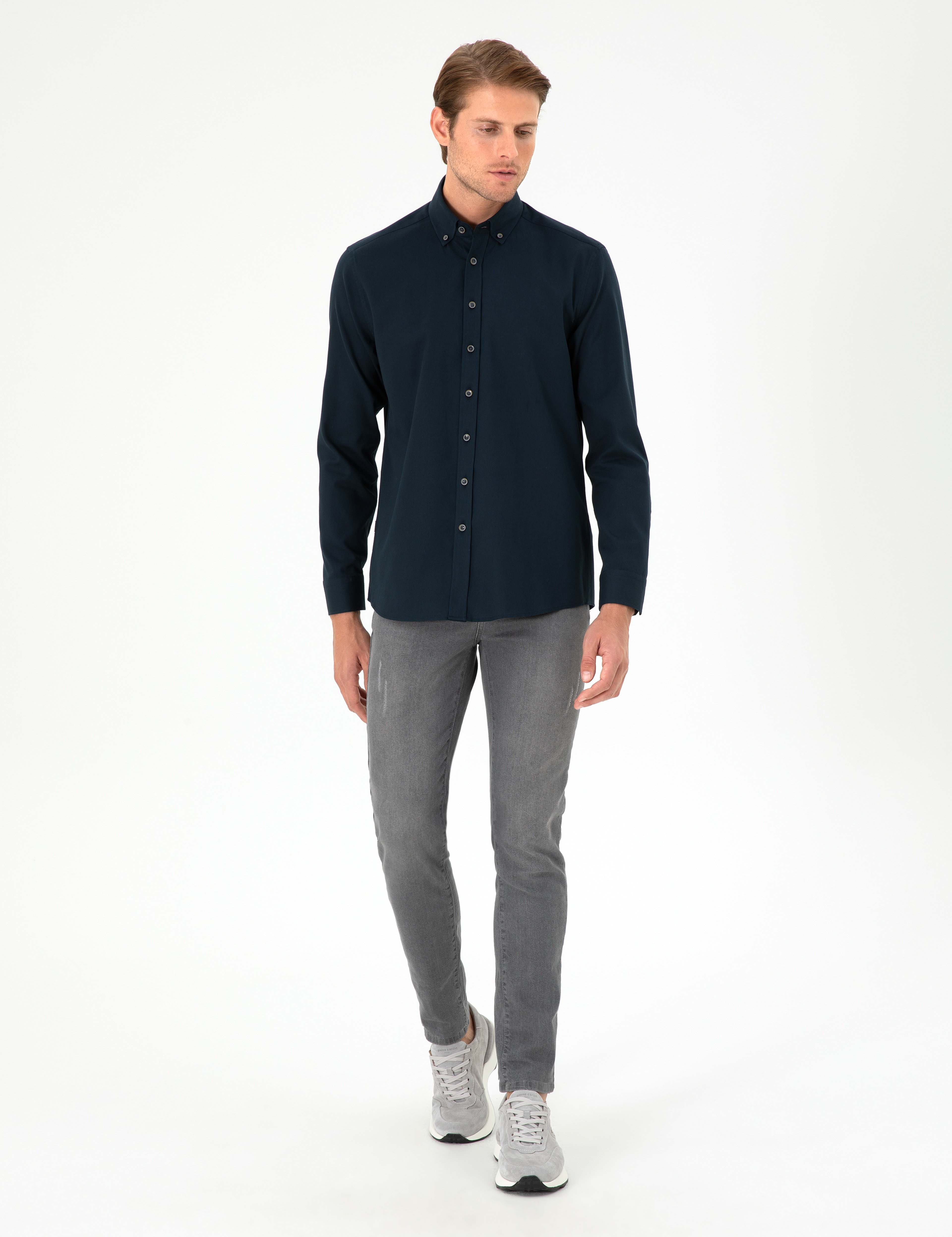 Lacivert Regular Fit Uzun Kollu Gömlek - Image 4
