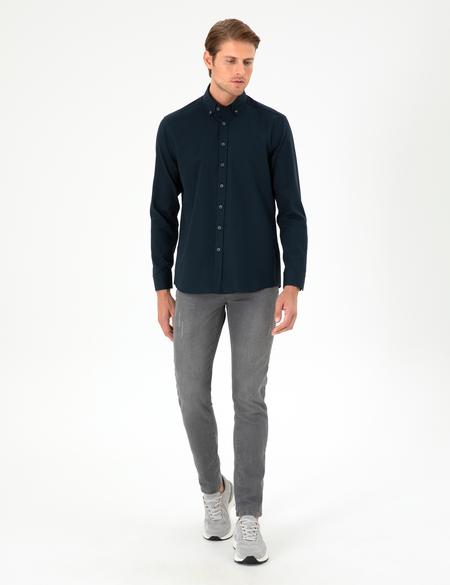 Lacivert Regular Fit Uzun Kollu Gömlek - 50292553026