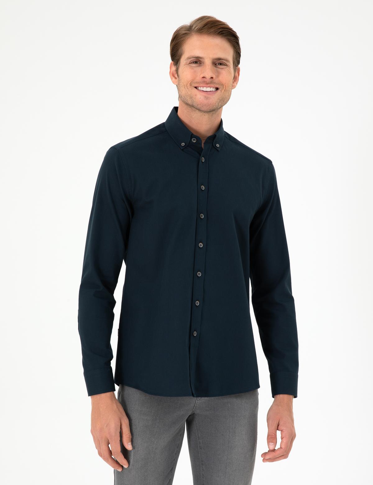 Lacivert Regular Fit Uzun Kollu Gömlek - 50292553026